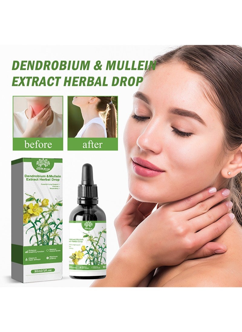 SOUTH MOON - Dendrobium and Mullein Extract Herbal Drop，Fragrant Tree and Mulleel Extract - Powerful Lung Support and Clean Breathing, Herbal Lung Health Serum, Root Mullein Extract Herbaceous - Image 1