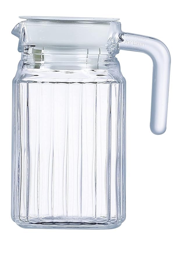 Premium Glass Water Pitcher with Handle, 500 ML Capacity, Ribbed Design, Carafe for Home, Office Pitcher for Serve Water, Milk, Cocktail (Clear) (3)  - Image 1