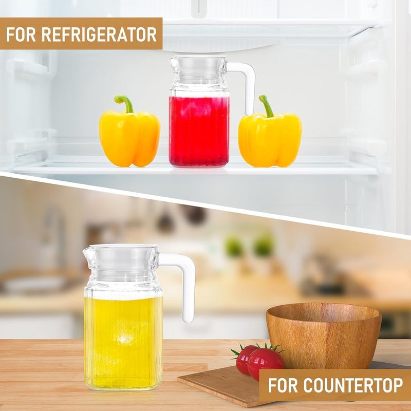 Premium Glass Water Pitcher with Handle, 500 ML Capacity, Ribbed Design, Carafe for Home, Office Pitcher for Serve Water, Milk, Cocktail (Clear) (3)  - Image 3
