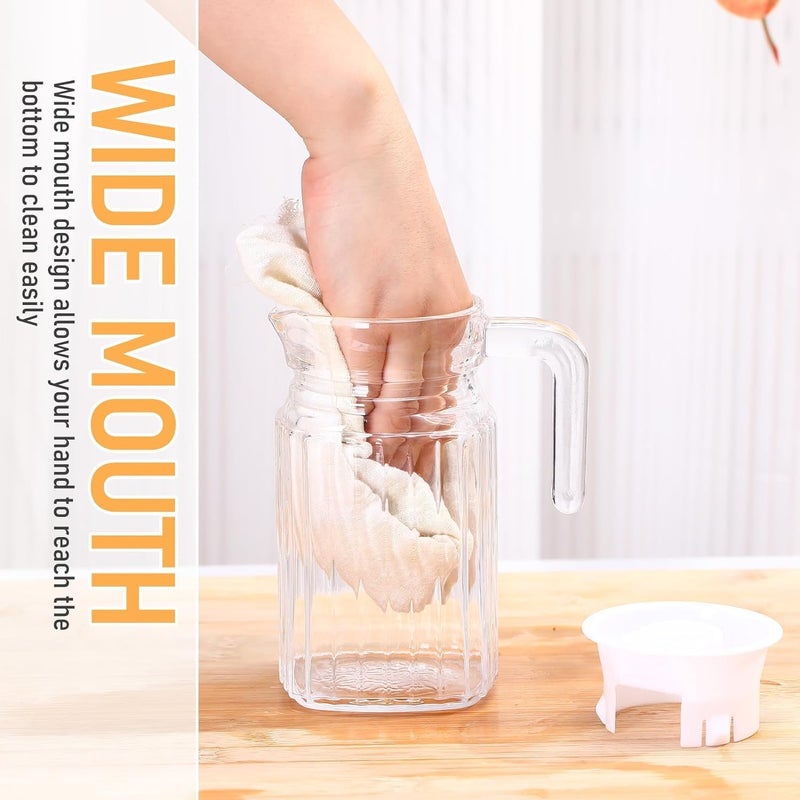 Premium Glass Water Pitcher with Handle, 500 ML Capacity, Ribbed Design, Carafe for Home, Office Pitcher for Serve Water, Milk, Cocktail (Clear) (3)  - Image 5