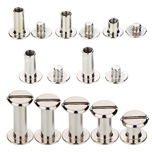 Teng Lang Chicago Screws Binding Screw Leather Screw Nail Rivet Button Solid Belt Tack - Silver M5x1/4, 3/8, 1/2, 9/16,11/16 Inches - Image 3