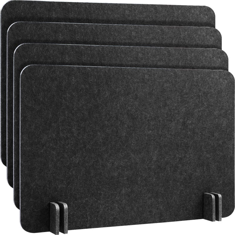 Fabbay 4 عبوات فاصل مكتب صوتي قائم بذاته يقلل الضوضاء لوحة خصوصية للمكتب 16 × 24 بوصة لفواصل الصوت المكتبية أثاث المكاتب تقسيمات للفصول الدراسية (أسود رمادي) - Image 1