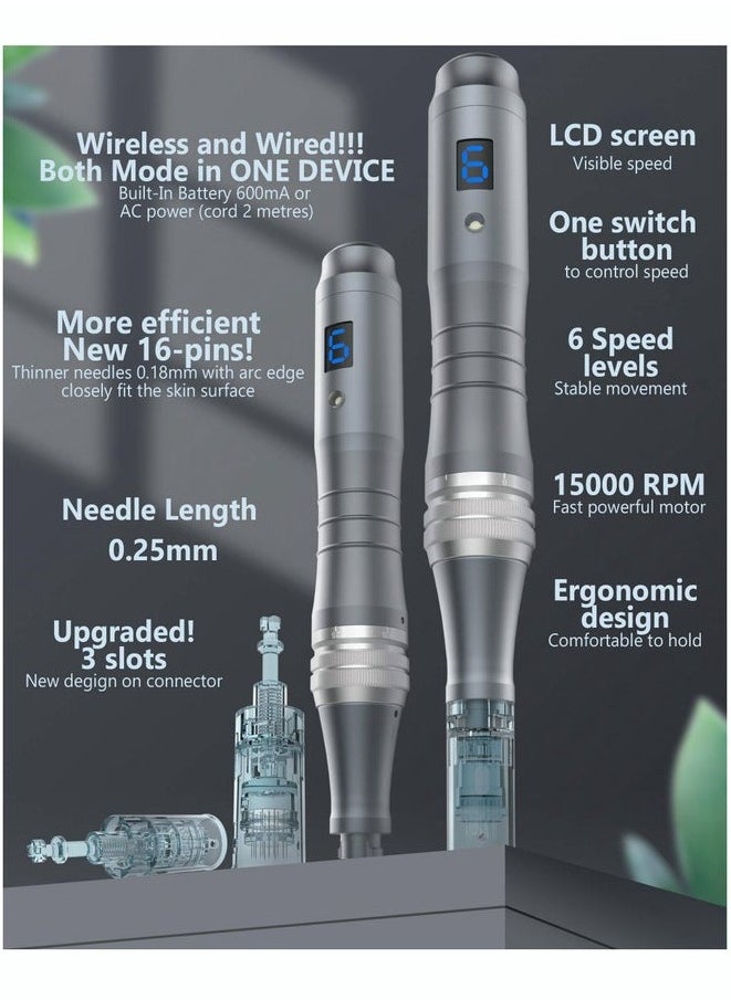 Dr.pen قلم دكتور بن ألتيمه M8 قلم ميكرونيدل احترافي، قلم ديرمال لاسلكي لأدوات العناية بالبشرة (2 قطع 16 دبوس)  - Image 2
