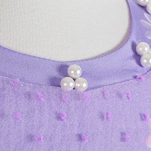 Yipkorra Encanto Mirabel Costume for Girls, Little kid Cosplay Isabella Outfit Princess Halloween Dress Up With Earrings (Isabela B, 7-8 Years) - Image 5