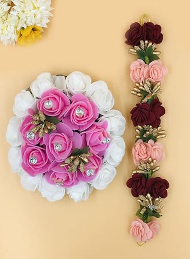 Arooman™ Full Juda Bun Hair Flower Gajra and gajra Combo for Wedding and Party For Girls/Women Multi Color - Image 3