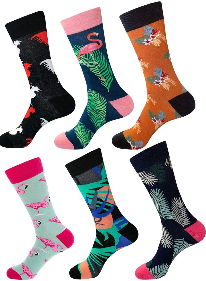 SYOSI 6 PCS Mens Funny Socks for Women Men Winter Crazy Colorful Funky Fancy Fun Cotton Crew Novelty Casual Crew Gift Fun Dress Socks Novelty for Men Father - Image 1