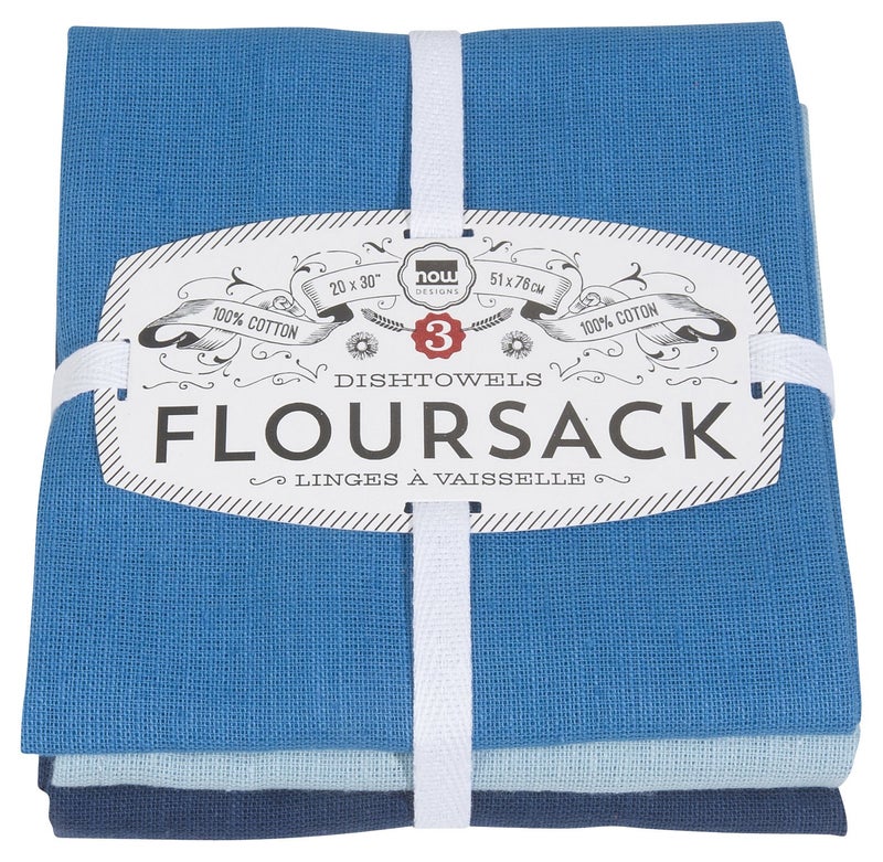 Now Designs Floursack Kitchen Dish Towels MoonCool BlueIndigo 20 x 30in Set of 3 1 ea 911421aa