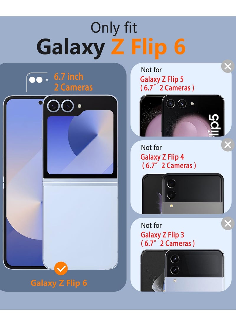 بورتوني غطاء حماية لهاتف سامسونج جالاكسي Z فليب 6 مضاد للأصفر، نحيف وشفاف وصلب من البولي كربونات، غطاء حماية متوافق مع الشحن اللاسلكي لهاتف Z Flip 6 2024 - Image 2