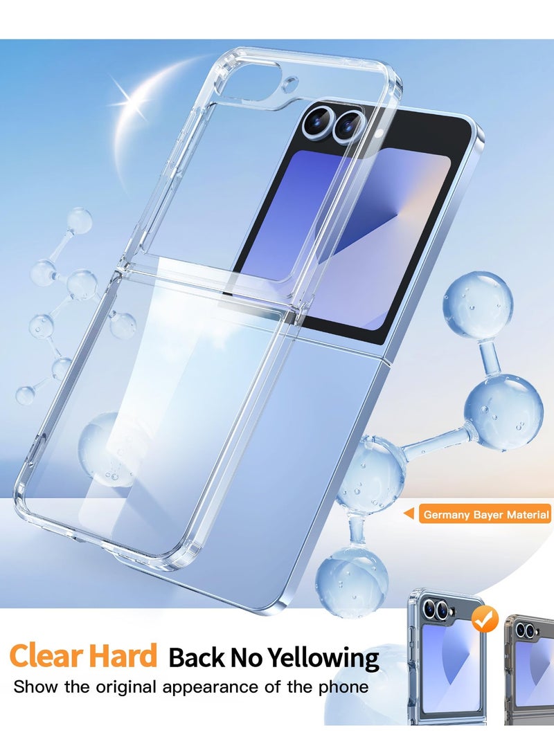 بورتوني غطاء حماية لهاتف سامسونج جالاكسي Z فليب 6 مضاد للأصفر، نحيف وشفاف وصلب من البولي كربونات، غطاء حماية متوافق مع الشحن اللاسلكي لهاتف Z Flip 6 2024 - Image 4