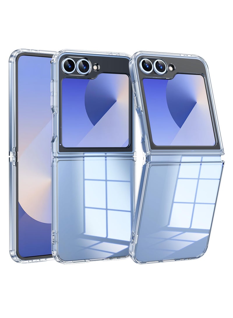 بورتوني غطاء حماية لهاتف سامسونج جالاكسي Z فليب 6 مضاد للأصفر، نحيف وشفاف وصلب من البولي كربونات، غطاء حماية متوافق مع الشحن اللاسلكي لهاتف Z Flip 6 2024 - Image 1