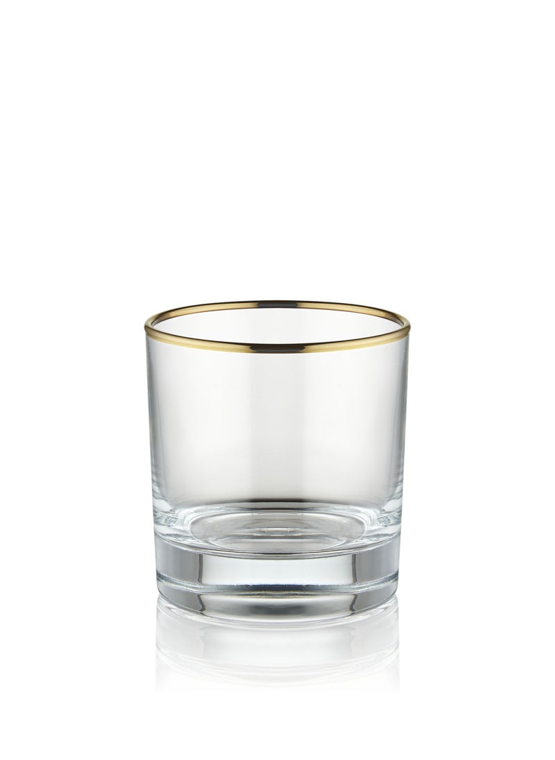 BLACKSTONE Set of 3 Short Gold Rim Tumblers Glass Double Old Fashioned Rocks Glass 300ML  Made In Turkey  - Image 2