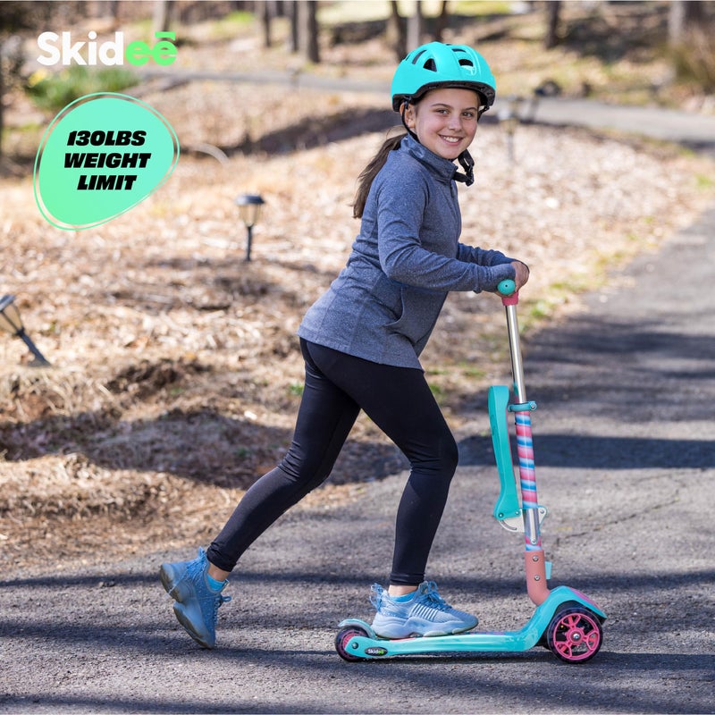 SKIDEE Kick Scooter for Kids 3-5 | Foldable 3 Wheel Scooter with Lean-to-Steer, Adjustable Height, Removable Seat & LED Light Wheels | Toddler Scooter for 3 to 12 Year Old Boys/Girls - Image 2