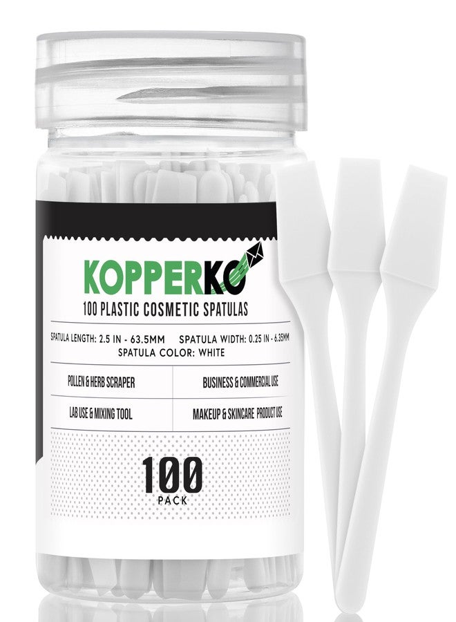 Kopperko Mini Skin Care Spatula (2.5", 100 Pack) - Small Spatula for Makeup, Creams & Crafts | Makeup Applicator for Mixing, Cosmetic, Face Mask | Disposable Cosmetic Applicators | White - Image 1
