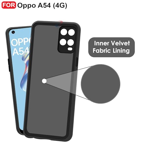 CEDO Back Cover for Oppo A54 (4G) | Camera Bump Protection & Inner Velvet Fabric Lining | Ultra Slim Matte Soft Rubberised Case Cover (Black) - Image 4