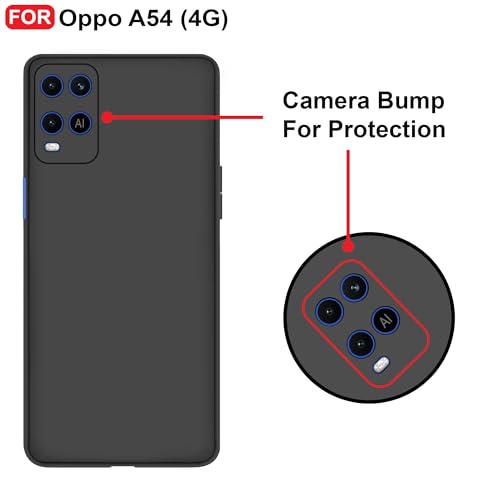 CEDO Back Cover for Oppo A54 (4G) | Camera Bump Protection & Inner Velvet Fabric Lining | Ultra Slim Matte Soft Rubberised Case Cover (Black) - Image 3