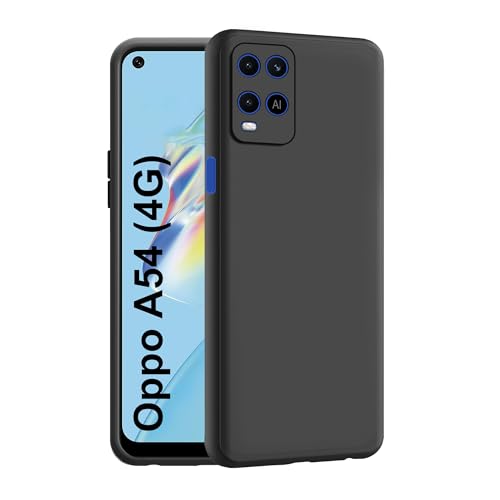 CEDO Back Cover for Oppo A54 (4G) | Camera Bump Protection & Inner Velvet Fabric Lining | Ultra Slim Matte Soft Rubberised Case Cover (Black) - Image 1