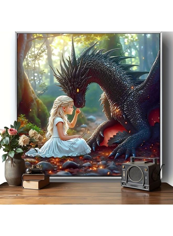 Enchanted Forest Jigsaw Puzzle 1024 Pcs Fantasy Dragon Maiden Art 19 69x19 69 Inch - Image 5