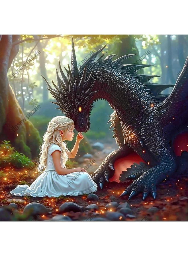 Enchanted Forest Jigsaw Puzzle 1024 Pcs Fantasy Dragon Maiden Art 19 69x19 69 Inch - Image 3