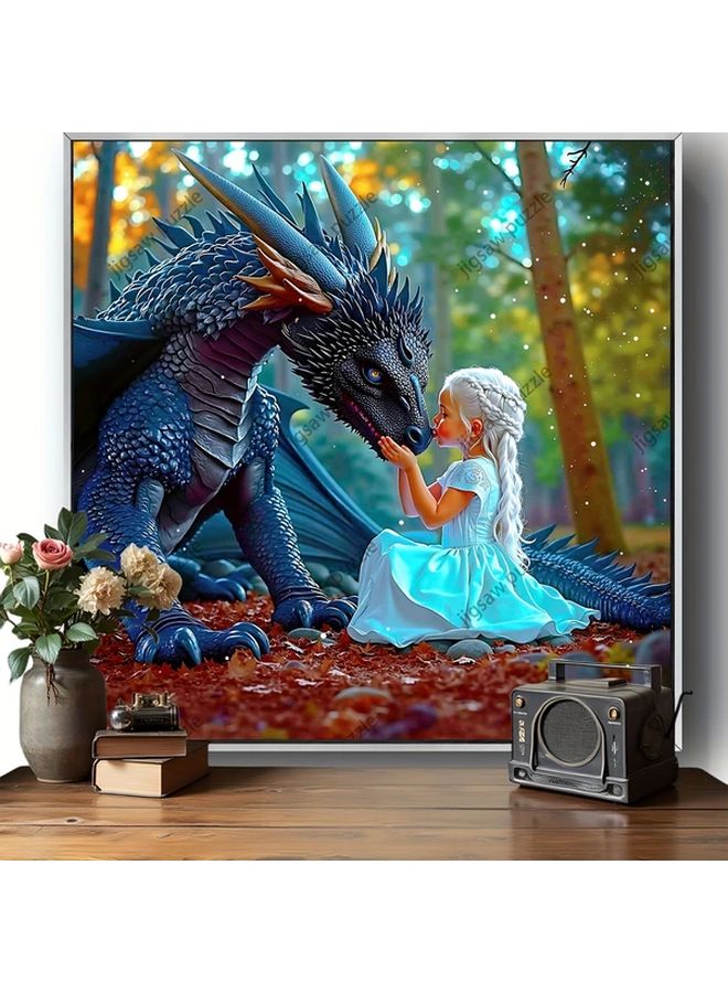 Enchanted Forest Jigsaw Puzzle 1024 Pcs Fantasy Dragon Maiden Art 19 69x19 69 Inch - Image 2