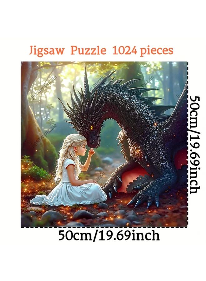 Enchanted Forest Jigsaw Puzzle 1024 Pcs Fantasy Dragon Maiden Art 19 69x19 69 Inch - Image 4