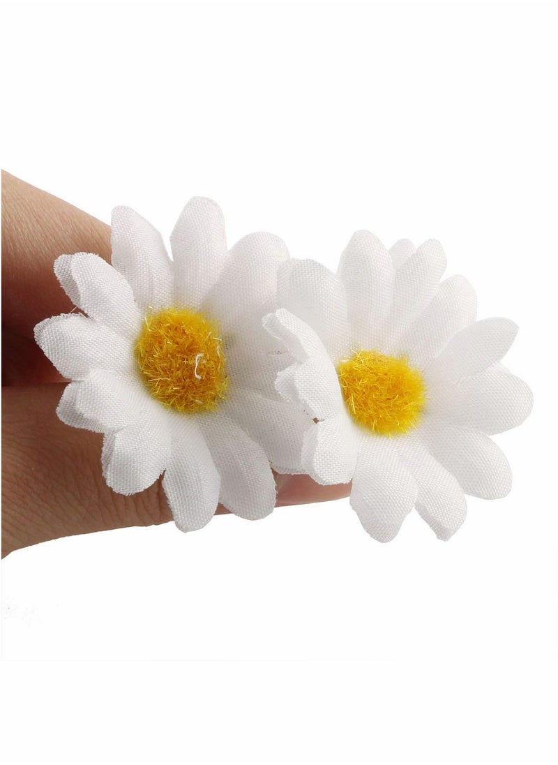 Excefore Silk Daisy Flower Head 1.5Inch White Artificial Gerbera Fake Flowers Heads for Wedding Party,Home Decoration and DIY Craft 100 Pcs  - Image 2
