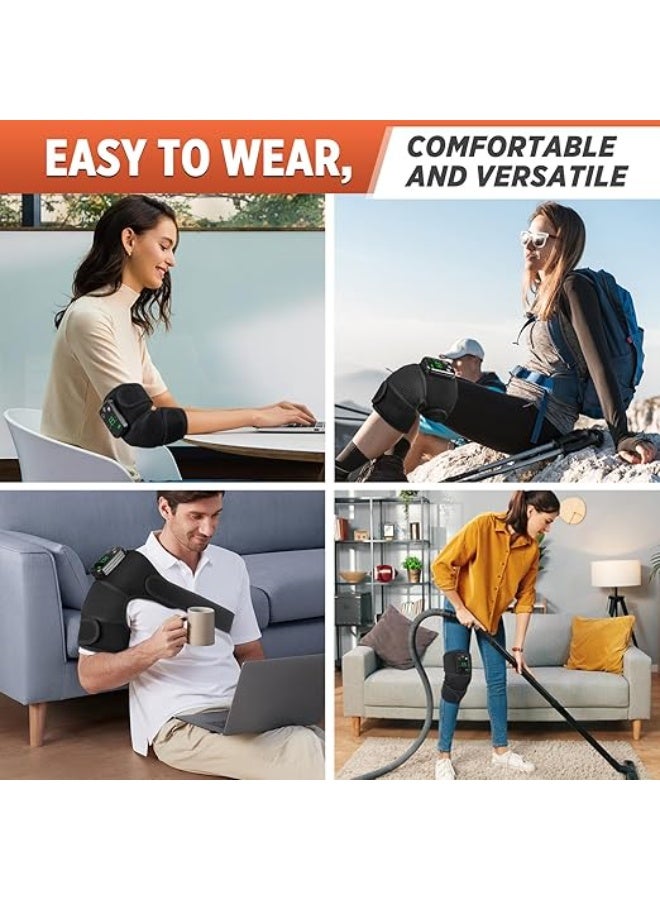 جهاز تدليك الركبة اللاسلكي بتقنية الحرارة والاهتزاز - دعامة ركبة كهربائية 3 في 1 مع وسادة تدفئة - مشد حراري قابل لإعادة الشحن لتخفيف آلام المفاصل والاسترخاء - أداة احترافية للتعافي - Image 2