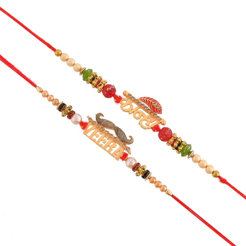 ascension Kanha Veera Designer Pair Rakhi For Brother Sister Raksha Bandhan Gift Band Moli Bracelet Rakhi for Brother Bhaiya With Roli Tilak With Best Brother Fridge magnetPack of 2 - Image 2