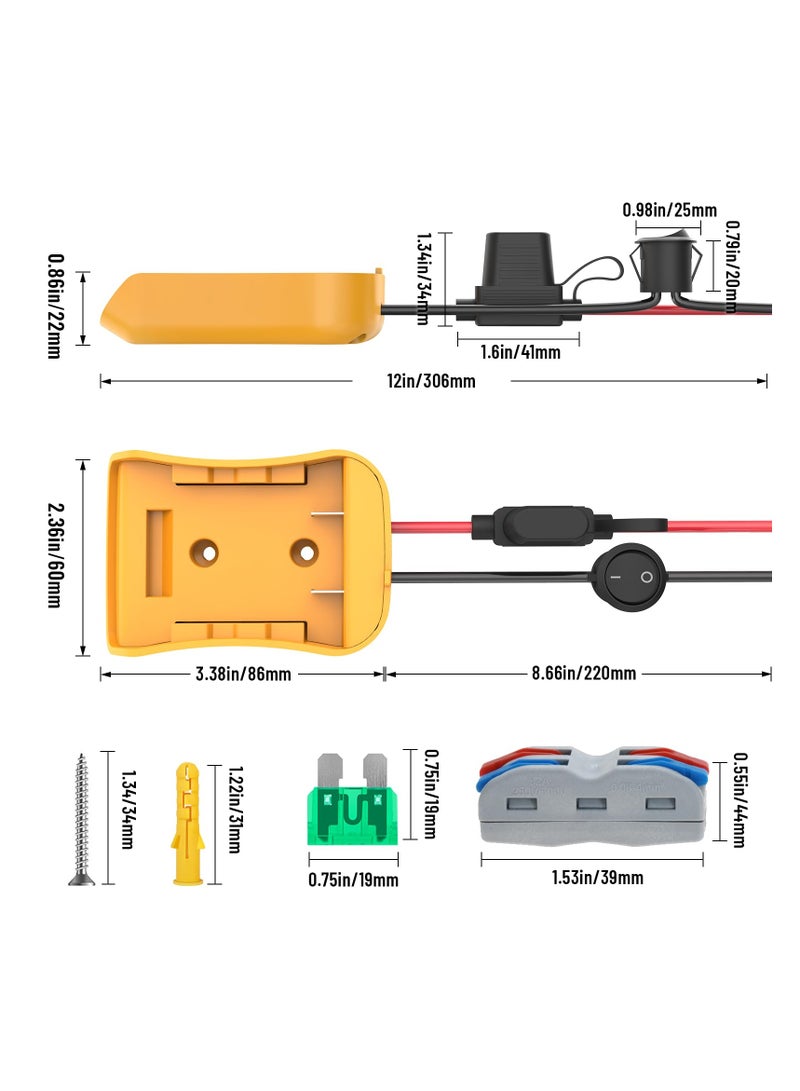 SYOSI 2 Packs Power Wheels Adapter, for Dewalt 20V Battery, Power Wheels Battery Converter Kit with Fuse & Switch & Wire Terminals & 12 AWG Wire for DIY RC Car Toys Toys, Robotics and Rc Truck - Image 4