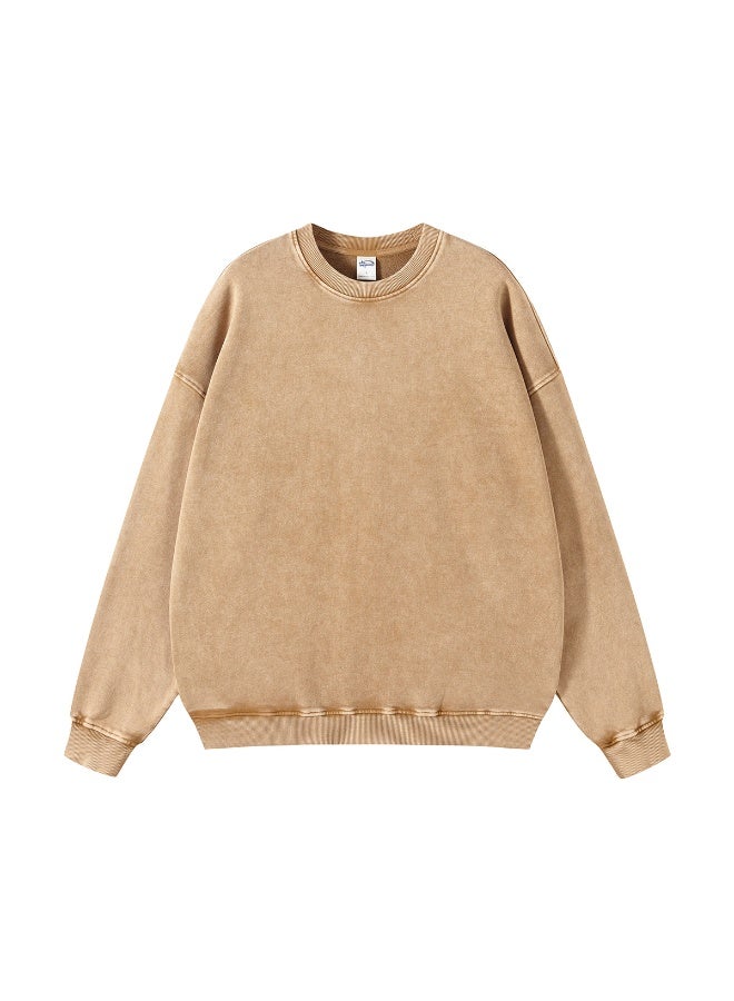 NIBEMINENT Retro Autumn Men Batik Washed Cotton Sweatshirts Unisex Loose Terry O Neck Pullovers Streetwears - Image 1