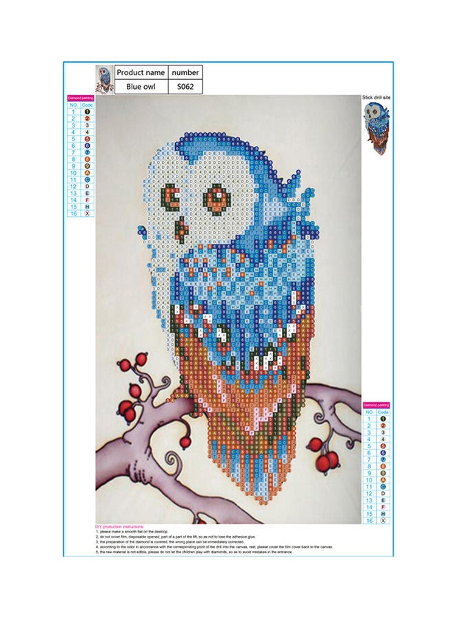 NIBEMINENT DIY 5D Diamond Embroidery Adorable Owl Painting Kit Blue 0.08kg - Image 2