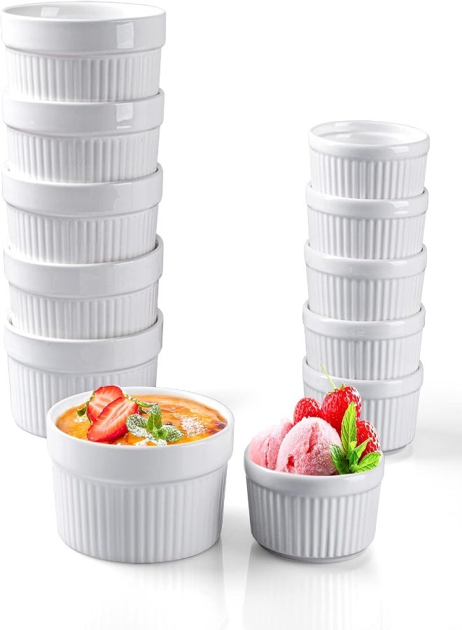 AKDC Delling 12 Pack Ramekins, 12 Oz X 6, 6 Oz X 6 Souffle Dishes Ceramic Ramekins Bowls, Creme Brulee Ramekins Oven Safe, Ramekins Bowls Creme Brulee Set For Baking, Pudding, Ice Cream, Dessert, Snacks - Image 2