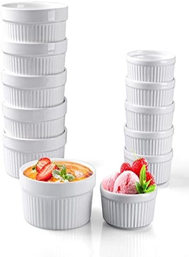 AKDC Delling 12 Pack Ramekins, 12 Oz X 6, 6 Oz X 6 Souffle Dishes Ceramic Ramekins Bowls, Creme Brulee Ramekins Oven Safe, Ramekins Bowls Creme Brulee Set For Baking, Pudding, Ice Cream, Dessert, Snacks - Image 5