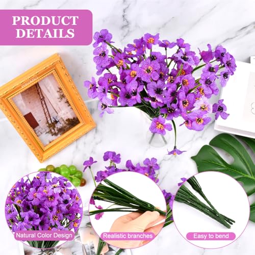 Loyanger 6 Bundles Artificial Violet Flowers, Fake Silk Flowers Spring Decor, UV Resistant Faux Plants, No Fade Faux Greenery for Indoor Outdoor Home Garden Wedding Decor(Color:Purple) - Image 4