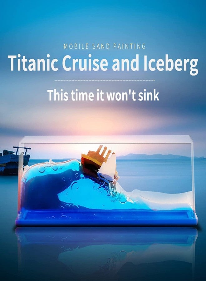 AIDROM MART Cruise Ship Fluid Drift Bottle, Unsinkable Boat Cruise Ship Toy in Box Liquid Wave Cruise Fluid Ship Decoration, Cruise Ship Milk & Cookies Scratch (Blue) - Image 3