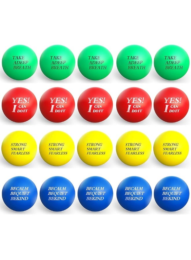 Kasyat 20 Pieces Motivational Stress Balls Colorful Foam Quotes Ball Pack Inspirational Relief Anxiety Small for Motivating Encouraging Adult (Red, Green, Yellow, Blue) - Image 5