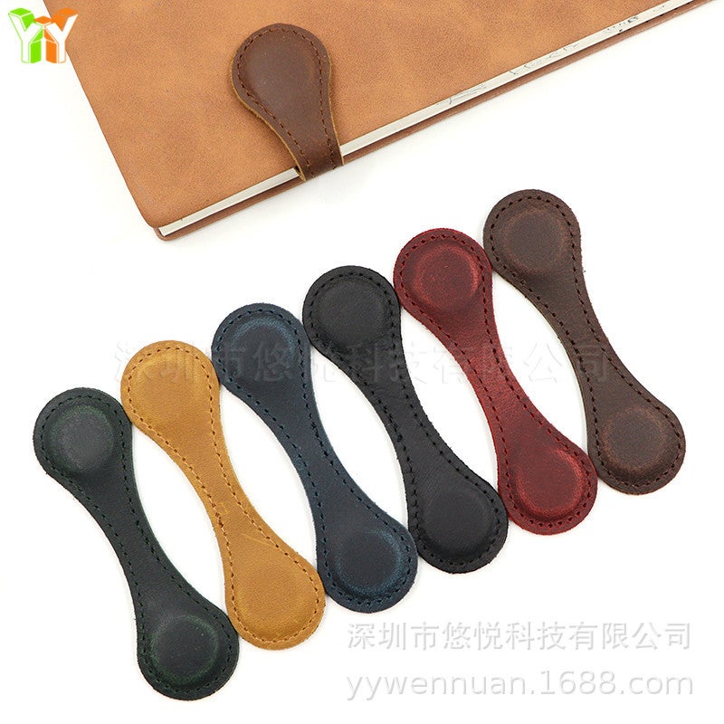 Spot Retro Cowhide Magnetic Bookmarks For Reading And Writing Preparation Magnetic Positioning Logo Cowhide Bookmarks - Image 4