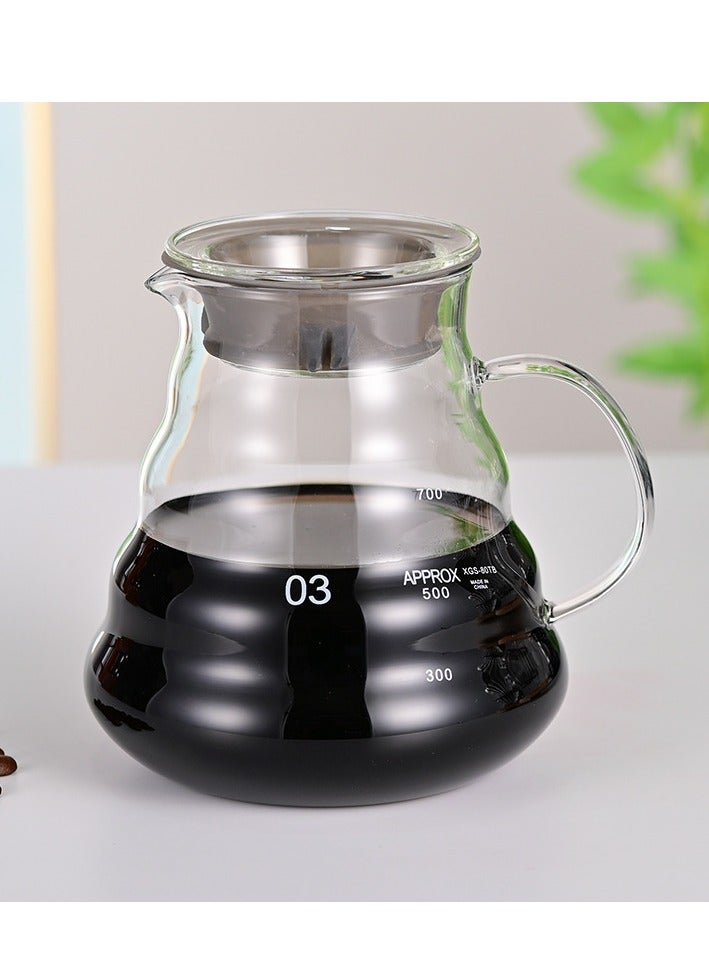 V60 Coffee Server Maker Heat Resistant Glass Pot Pour Over Kettle Teapot Hand Drip Pour Over 800ml - Image 2