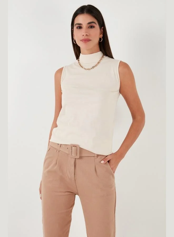 ليلا Lela Cotton Sleeveless High Neck T-Shirt Women's T-SHIRT 5865710