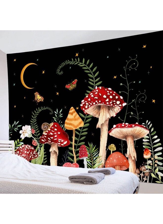 LB Mushroom Tapestry Colorful Butterfly Tapestry Wall Hanging Moon And Star Black Wall Tapestry For Bedroom Aesthetic Green Plant Botanical Tapestry For Living Room College Dorm Decor 60Wx40H Inch  - Image 4