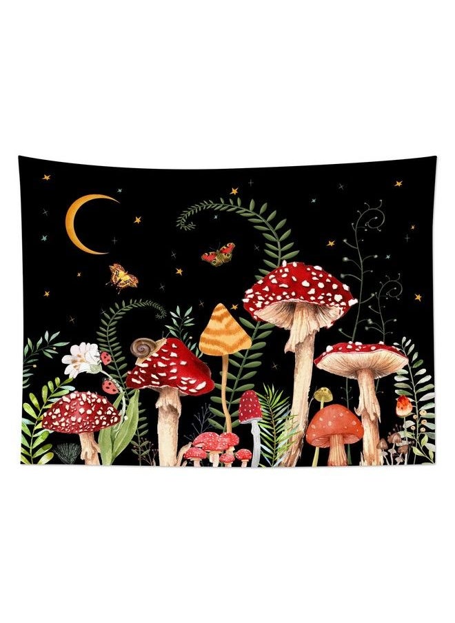 LB Mushroom Tapestry Colorful Butterfly Tapestry Wall Hanging Moon And Star Black Wall Tapestry For Bedroom Aesthetic Green Plant Botanical Tapestry For Living Room College Dorm Decor 60Wx40H Inch  - Image 5