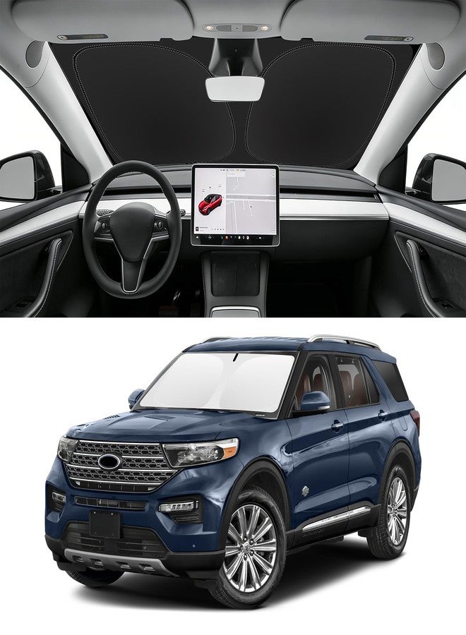SLOGENTO Windshield Sun Shade Sunshade for Explorer Front Windows Cover Fit for 2020-2023 2024 2025 Ford Explorer SUV, ST XLT, Limited, Platinum Accessories 240T Reflector Shield Protector Sun Visor Blocks UV - Image 1