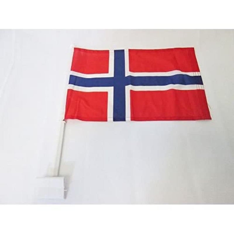 Generic AZ FLAG Norway Car Flag 18'' x 12'' - Norwegian Car flags 30 x 45cm - Banner 18x12 INCHES PLASTIC STICK 