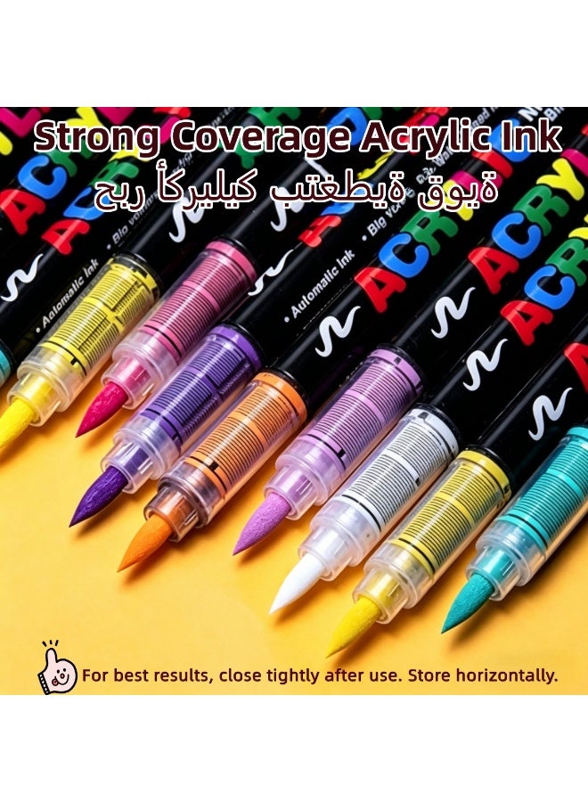 GuangNa 48 Colors Acrylic Paint Markers, Soft Brush Tip, Acrylic Marker Pens, Quick Dry & Strong Coverage, for Wood, Stone, Glass, Canvas & DIY Crafts - Image 5