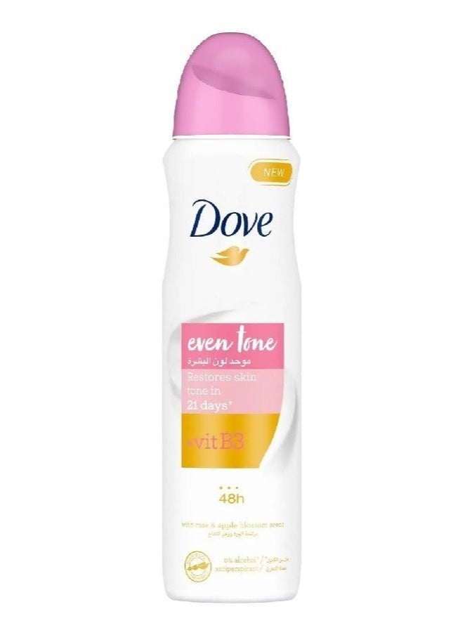 Dove Even Tone Antiperspirant Deodorant Spray 150ml (Packaging may vary)