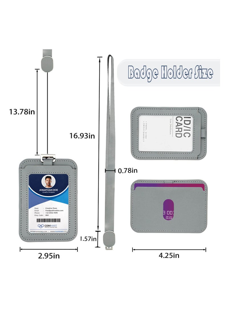 SYOSI Leather Retractable Id Card Holder, Retractable Reel Nylon Lanyard Holder with Breakaway Lanyards, Durable Metal Clasp, Horizontal and Vertical Use, for Office, Doctor, Student, Teacher, Staff - Image 3