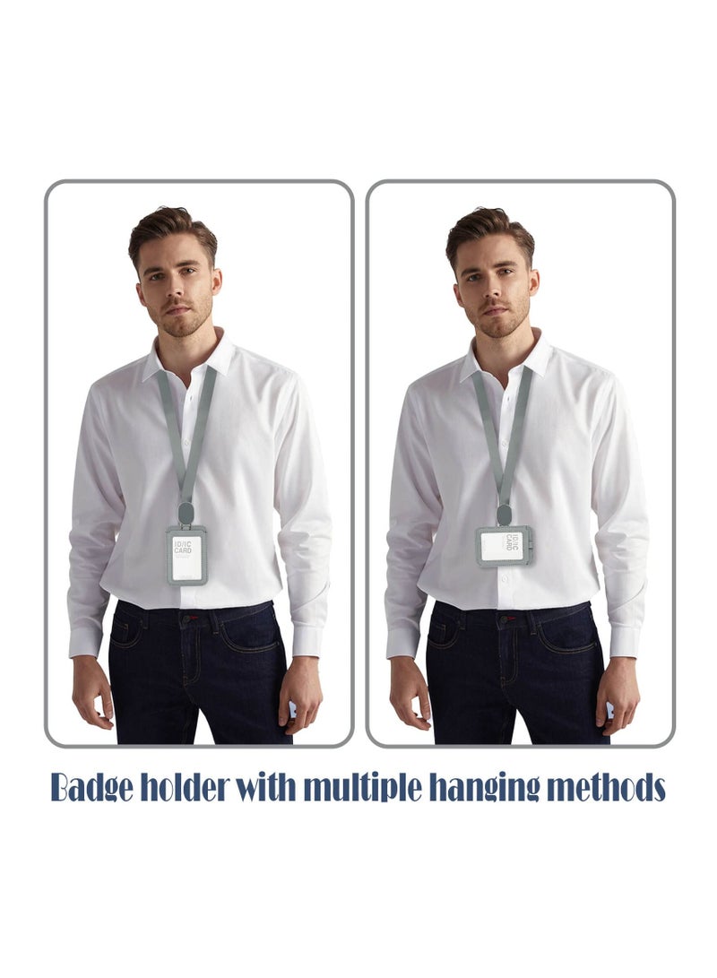 SYOSI Leather Retractable Id Card Holder, Retractable Reel Nylon Lanyard Holder with Breakaway Lanyards, Durable Metal Clasp, Horizontal and Vertical Use, for Office, Doctor, Student, Teacher, Staff - Image 4