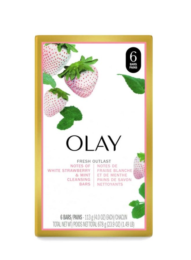 Olay Fresh Outlast Beauty Bar Cooling White Strawberry And Mint 6 Soap Bars - Image 2