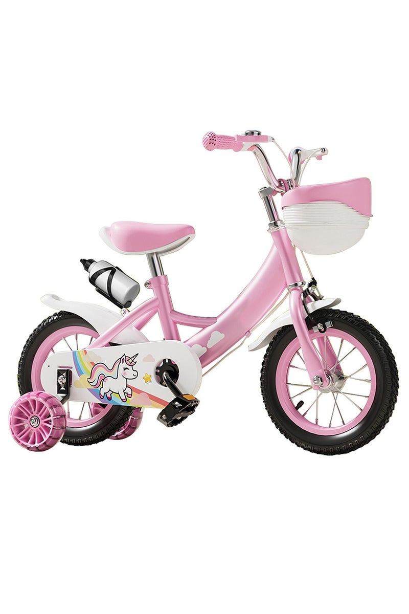 MaBaby 20 inch Kids Bike, with Flashing Training Wheels and Water Bottle, Adjustable Seat and Handlebars, Bicycle for Kids and Toddlers Boys and Girls(Pink) - Image 1