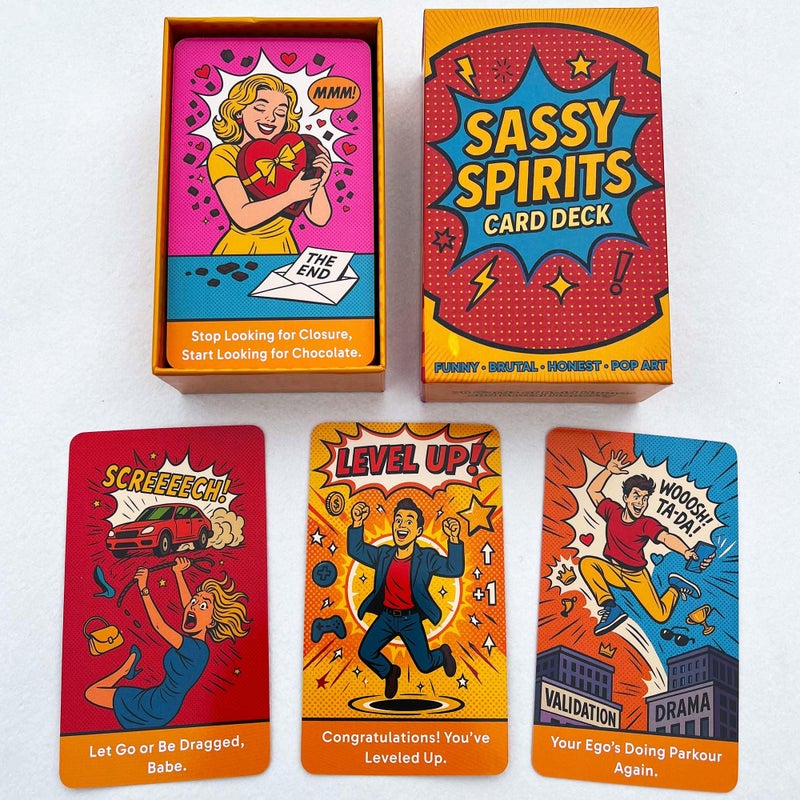 DPEHAKMK Sassy Spirits Oracle Deck 78 Funny and Brutally Honest Pop Art Cards for Real Talk Readings Bold ComicStyle Oracle Deck with Sass Humor and Attitude for Modern Guidance - Image 3