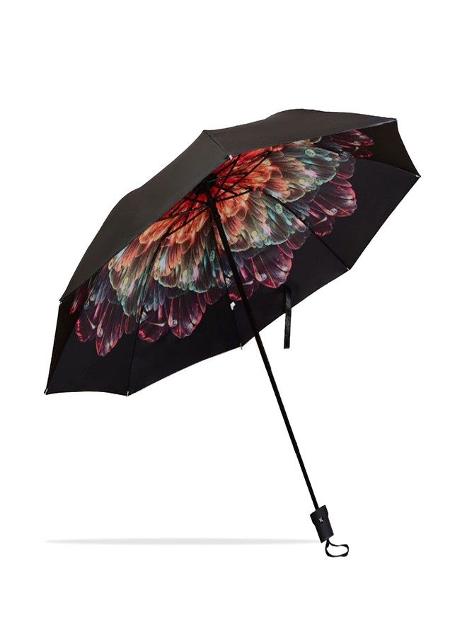 Kraptick Flower Printed Umbrella, UV Protection Umbrella with Manual Mechanism for Folding, Wind-Proof Ambrella and Unisex Design Chata/Chatri for Men, Girls, Women - Image 1